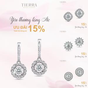 Bông tai kim cương - Ưu đãi 15% cho toàn bộ sản phẩm vỏ bông