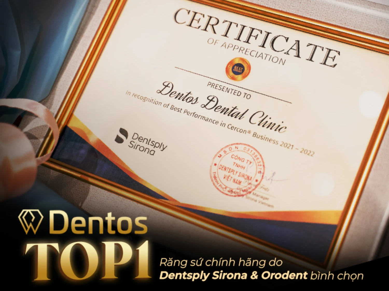 Dentos được bình chọn là TOP 1 Nha Khoa có sản lượng tiêu thụ răng sứ chính hãng lớn nhất Việt Nam