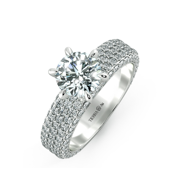 Nhẫn kim cương Solitaire Pavé bản rộng NKC1205 3