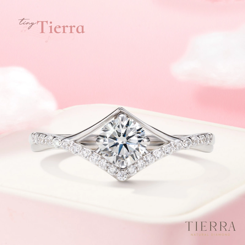 Nhẫn cầu hôn bạch kim kim cương Solitaire Tiny Tierra NCH1709 - Tender Love